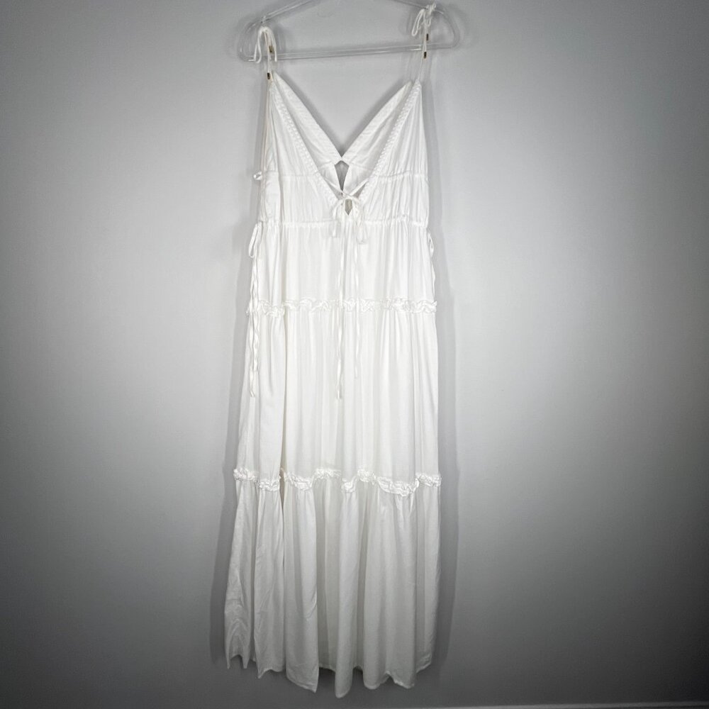 Karina Grimaldi White Tiered Maxi Dress with Tie Straps - Picture 3 of 8